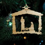 Laser wood cut nativity