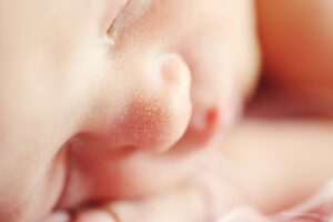 close up of a newborn face