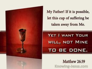 My Father, if it is possible, let this cup of suffering be taken away from me, yet I want your will not mine to be done.