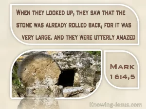 then the looked up, they saw that the stone was already rolled back, for it was very large, and they were utterly amazed.